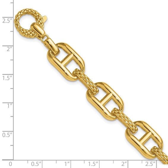 Leslie's 14K Polished and Textured Fancy Link Bracelet