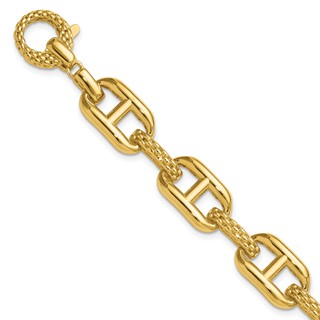 Leslie's 14K Polished and Textured Fancy Link Bracelet