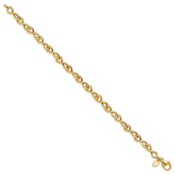 Leslie's 14K Polished/Textured Twisted Infinity Link Bracelet