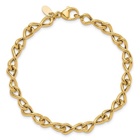 Leslie's 14K Polished/Textured Twisted Infinity Link Bracelet