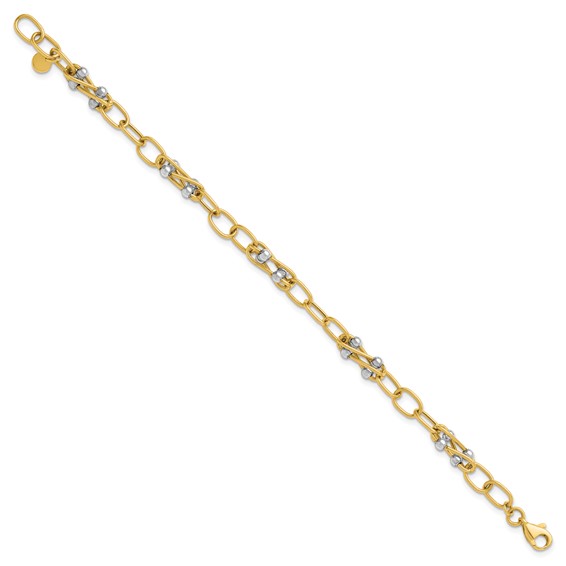 Leslie's 14K Two-tone Polished Fancy Link Bracelet
