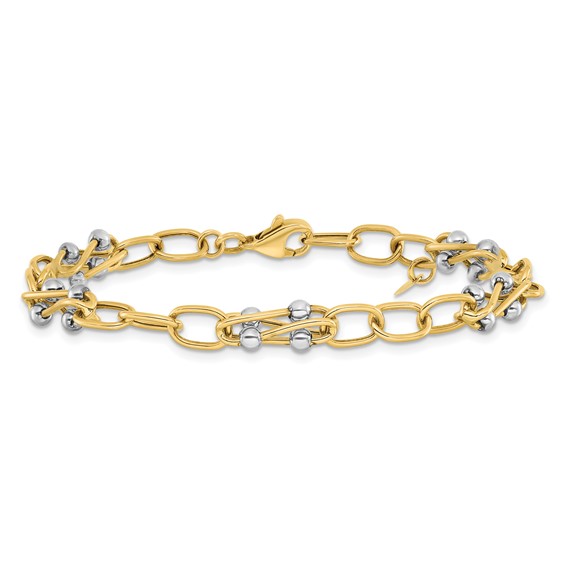 Leslie's 14K Two-tone Polished Fancy Link Bracelet
