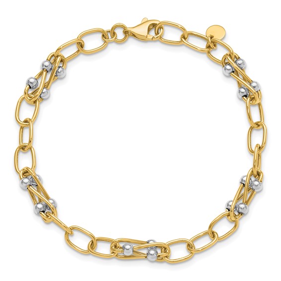 Leslie's 14K Two-tone Polished Fancy Link Bracelet