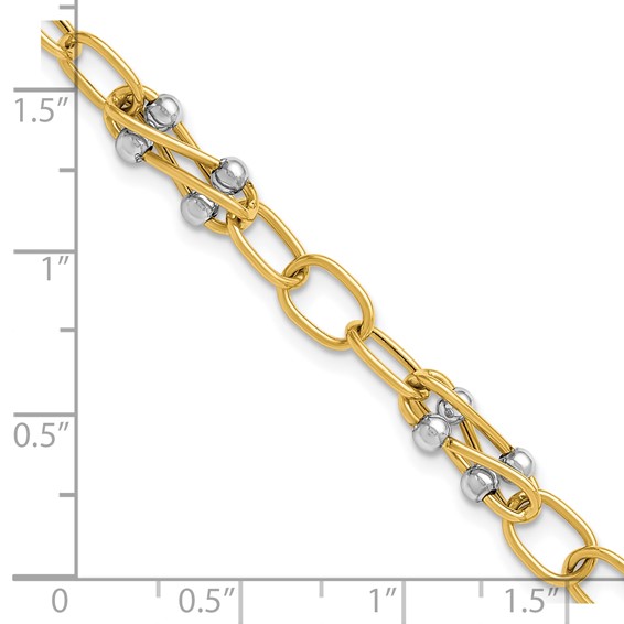 Leslie's 14K Two-tone Polished Fancy Link Bracelet