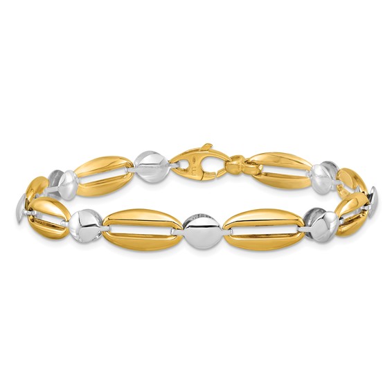 Leslie's 14k Two-tone Polished Fancy Circle Link Bracelet