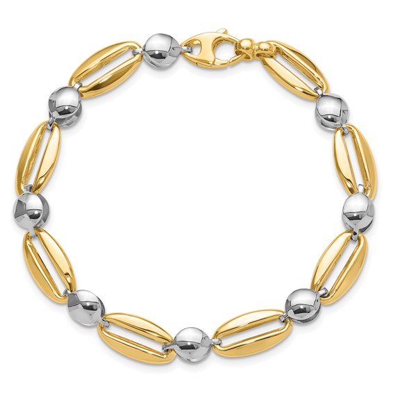 Leslie's 14k Two-tone Polished Fancy Circle Link Bracelet