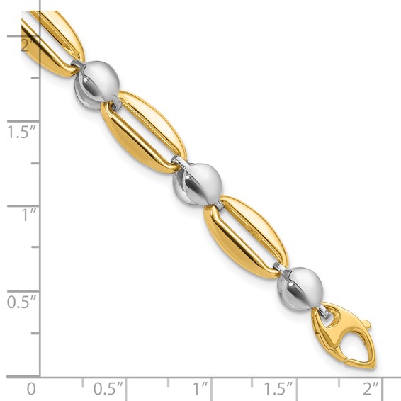 Leslie's 14k Two-tone Polished Fancy Circle Link Bracelet