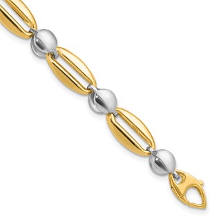 Leslie's 14k Two-tone Polished Fancy Circle Link Bracelet