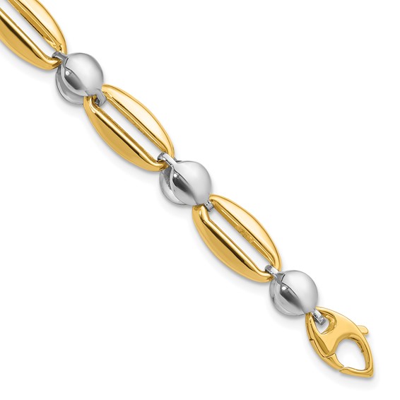 Leslie's 14k Two-tone Polished Fancy Circle Link Bracelet