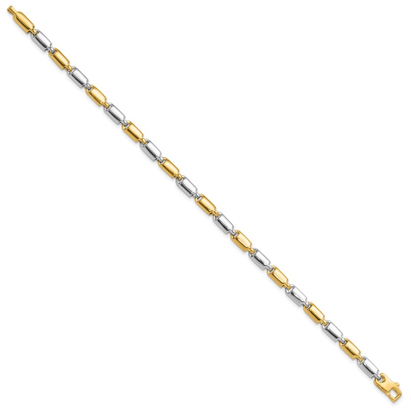 14k Two-tone Polished Fancy Rectangular Link Bracelet