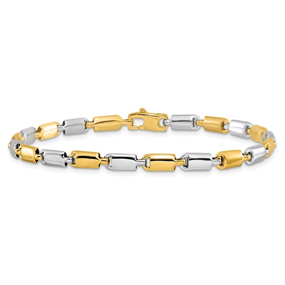 Leslie's 14k Two-tone Polished Fancy Rectangular Link Bracelet