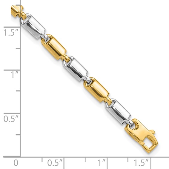 Leslie's 14k Two-tone Polished Fancy Rectangular Link Bracelet