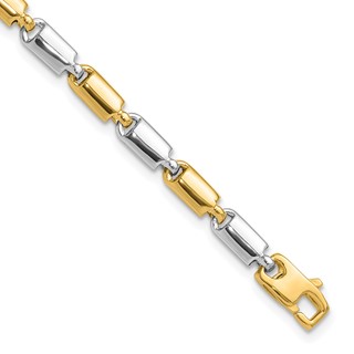 Leslie's 14k Two-tone Polished Fancy Rectangular Link Bracelet