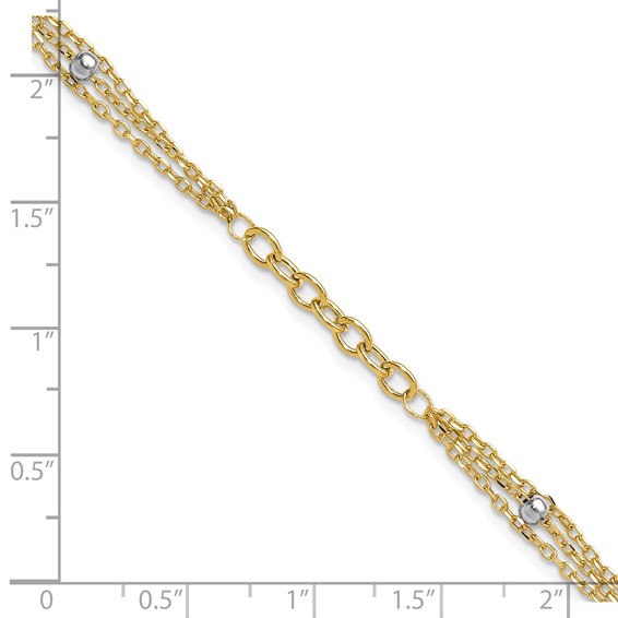 Leslie's 14K w/White Rhodium Fancy Link w/.25in ext. Bracelet