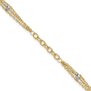 Leslie's 14K w/White Rhodium Fancy Link w/.25in ext. Bracelet