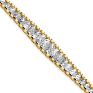 Leslie's 14K Two-tone Polished / Diamond-cut w/.5in ext. Bracelet