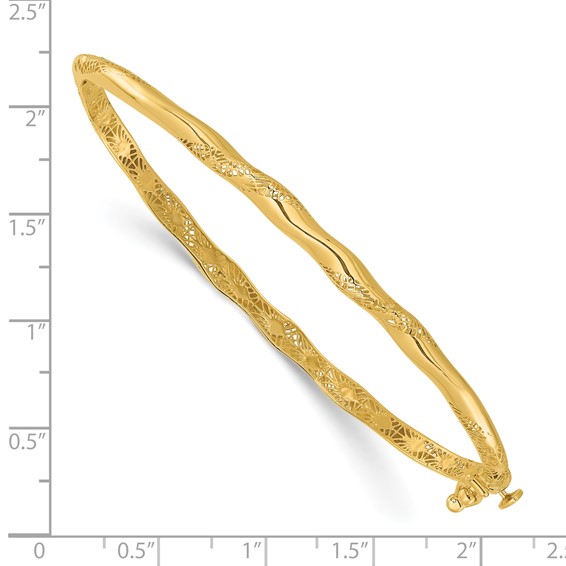 Leslie's 14K Polished and Textured Twisted Hinged Bangle