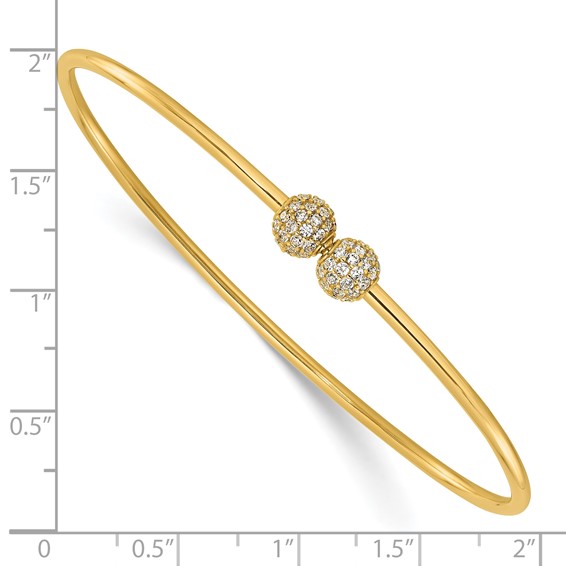 Leslie's 14K Polished CZ Flexible Bangle