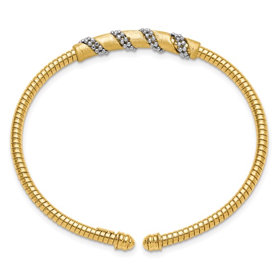 Leslie's 14K w/White Rhodium Polished and Satin Cuff Bangle