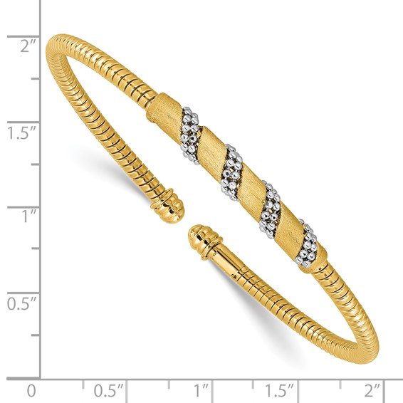 Leslie's 14K w/White Rhodium Polished and Satin Cuff Bangle