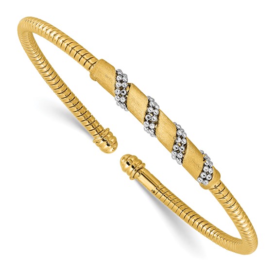 Leslie's 14K w/White Rhodium Polished and Satin Cuff Bangle