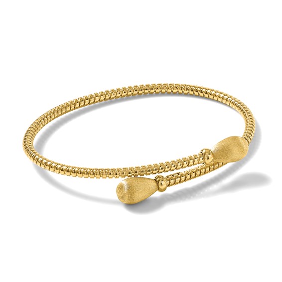 Leslie's 14K Polished and Brushed Bypass Cuff Bangle