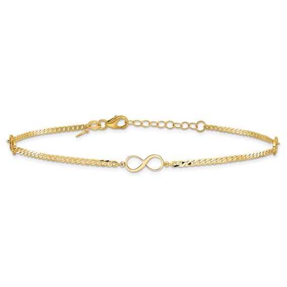 Leslie's 14k Polished Infinity 3-Station 9 inch Plus 1 inch Extender - Total 10 inch Anklet