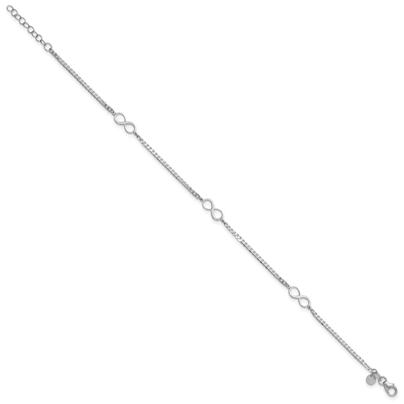 14k White Gold Polished Infinity 9in Plus 1in ext. Anklet