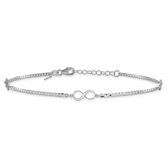 Leslie's 14k White Gold Polished Infinity 3-Station 9 inch Plus 1 inch Extender - Total 10 inch Anklet
