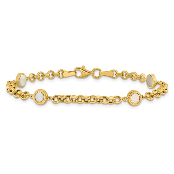 Leslie's 14K Polished Mother of Pearl Link Bracelet