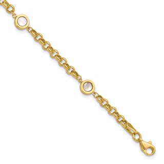 Leslie's 14K Polished Mother of Pearl Link Bracelet