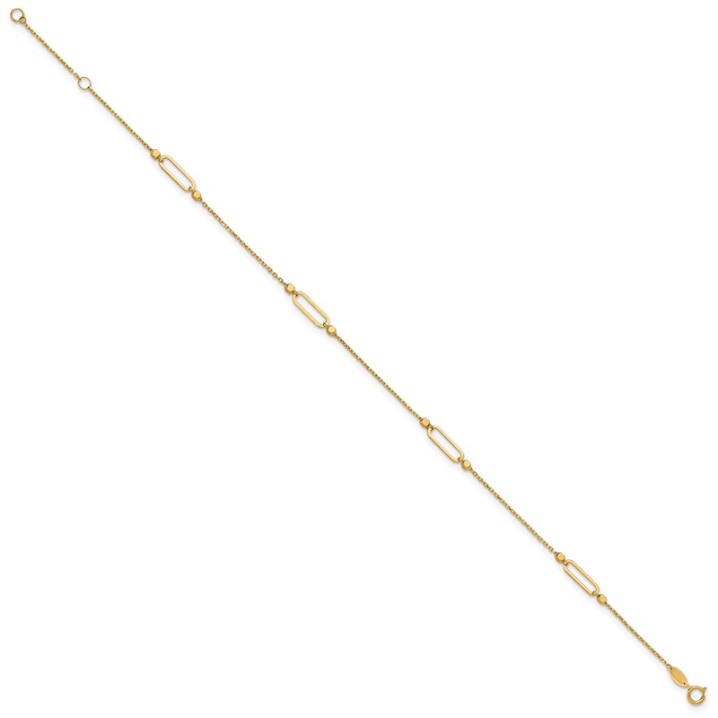 14K Polished and Diamond-cut Fancy 9in Plus 1in ext. Anklet