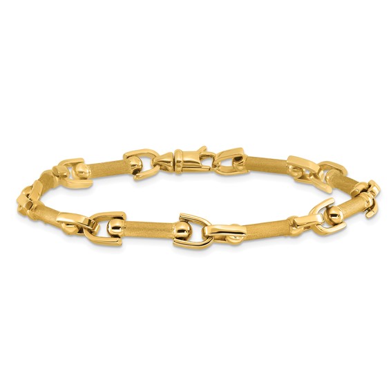 Leslie's 14K Polished and Satin Fancy Link Bracelet