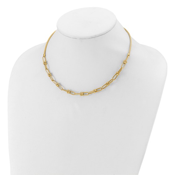 Leslie's 14K Polished and Diamond-cut Fancy Link Necklace