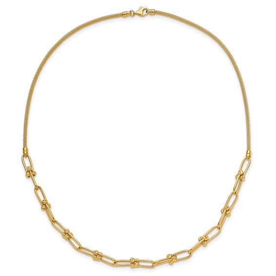 Leslie's 14K Polished and Diamond-cut Fancy Link Necklace
