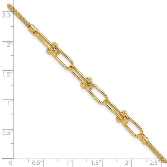 Leslie's 14K Polished/Diamond-cut/Textured Fancy Link Bracelet