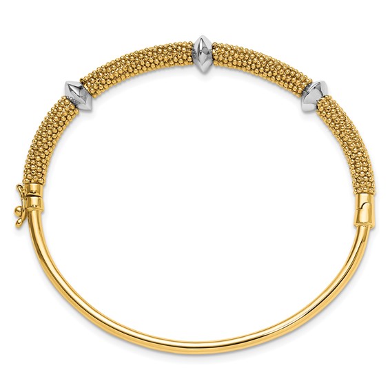 Leslie's 14K Two-tone Polished and Textured Hinged Bangle