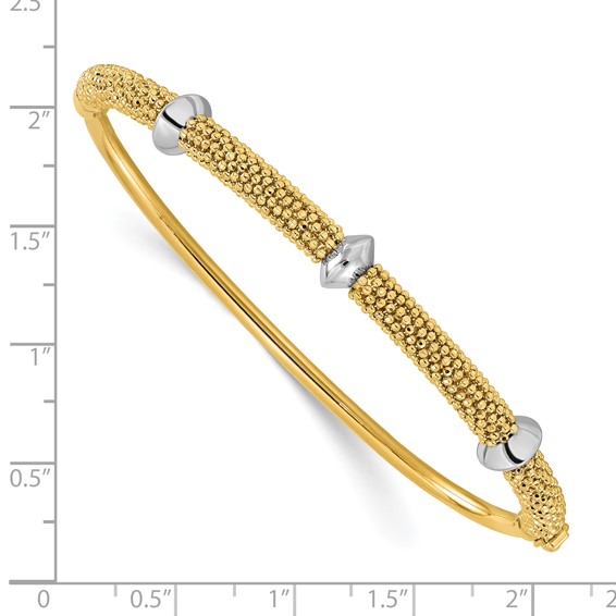 Leslie's 14K Two-tone Polished and Textured Hinged Bangle