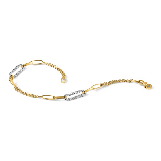 Leslie's 14K Two-tone Polished and Diamond-cut Fancy Link Bracelet