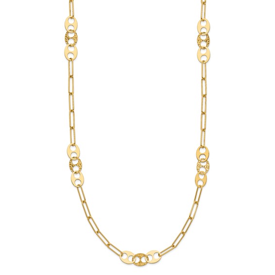Leslie's 14K Polished and Textured Fancy Link Necklace