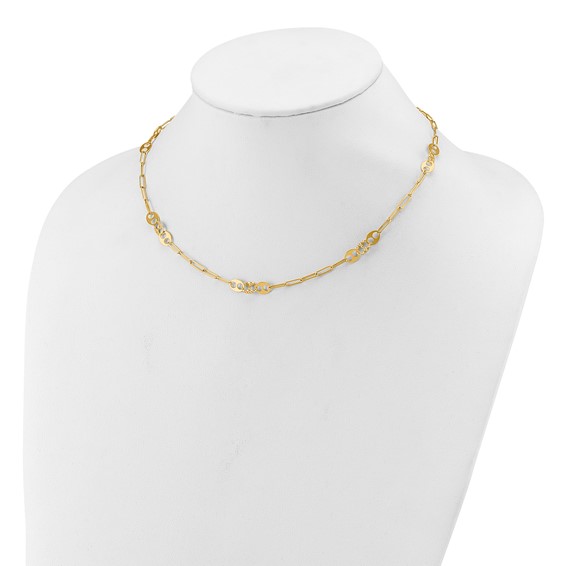 Leslie's 14K Polished and Textured Fancy Link Necklace
