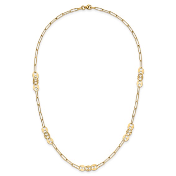 Leslie's 14K Polished and Textured Fancy Link Necklace