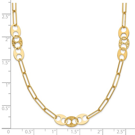 Leslie's 14K Polished and Textured Fancy Link Necklace