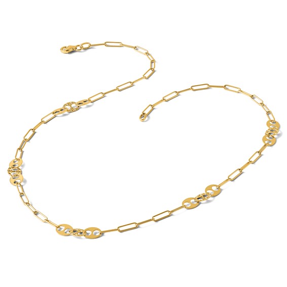 Leslie's 14K Polished and Textured Fancy Link Necklace