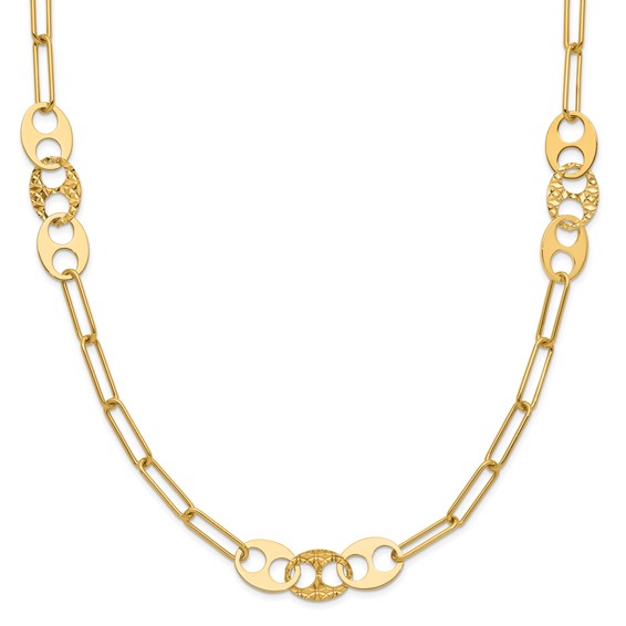 Leslie's 14K Polished and Textured Fancy Link Necklace