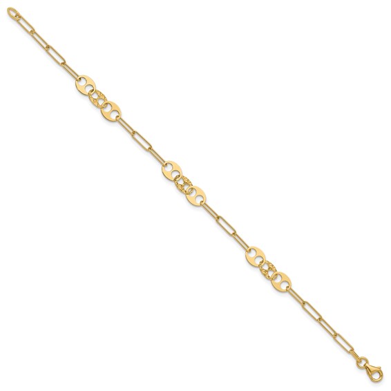 Leslie's 14K Polished and Diamond-cut Fancy Link Bracelet