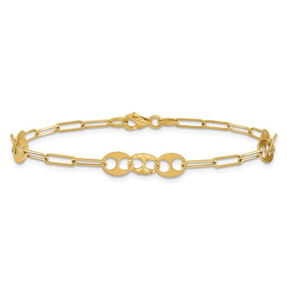 Leslie's 14K Polished and Diamond-cut Fancy Link Bracelet