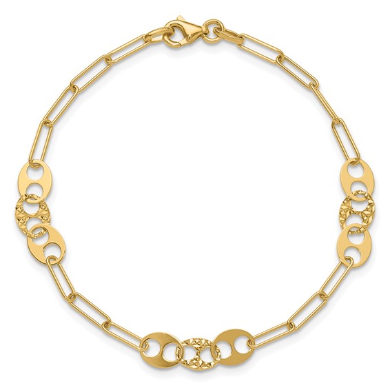 Leslie's 14K Polished and Diamond-cut Fancy Link Bracelet