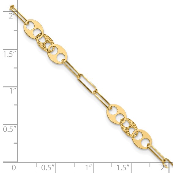 Leslie's 14K Polished and Diamond-cut Fancy Link Bracelet