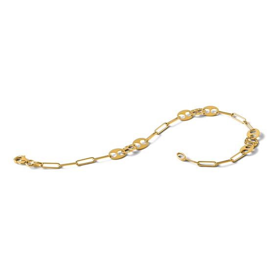 Leslie's 14K Polished and Diamond-cut Fancy Link Bracelet